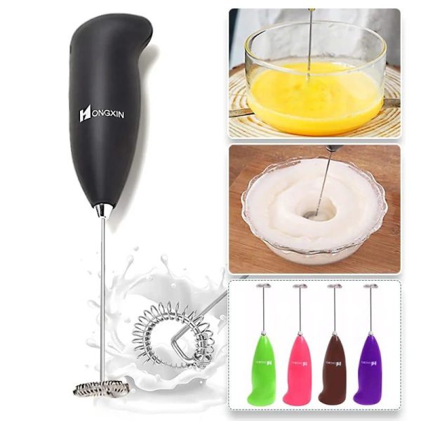 Electric Egg Beater Milk Drink Coffee Whisk Mixer Foamer Mini Handle Stirrer Practical Cooking Tool Kitchen Cell Operated (mix/random Color)