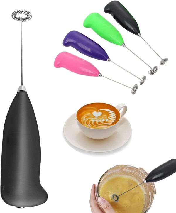 Electric Egg Beater Milk Drink Coffee Whisk Mixer Foamer Mini Handle Stirrer Practical Cooking Tool Kitchen Cell Operated (mix/random Color)